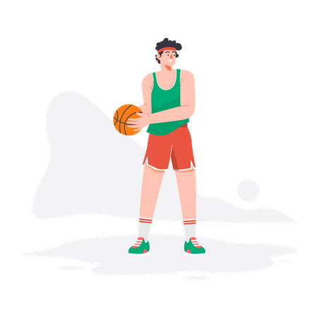 Menino jogando basquete  Ilustração