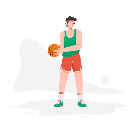 Menino jogando basquete  Ilustração