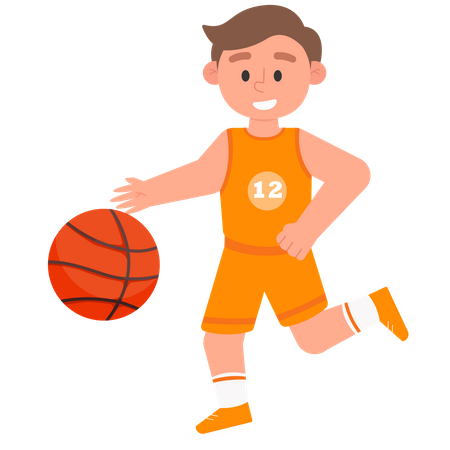 Menino jogando basquete  Ilustração