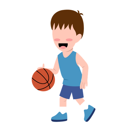 Menino jogando basquete  Ilustração