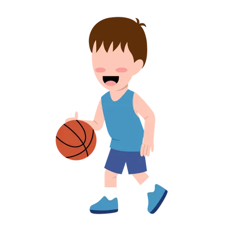 Menino jogando basquete  Ilustração