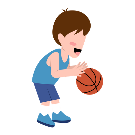 Garotinho jogando basquete  Ilustração