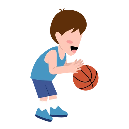 Garotinho jogando basquete  Ilustração