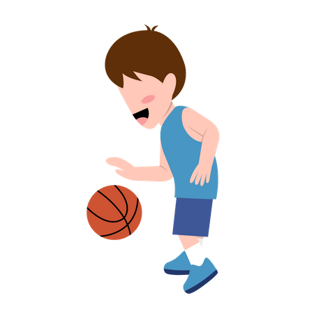 Menino jogando basquete  Ilustração