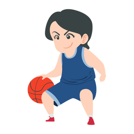 Menino jogando basquete  Ilustração