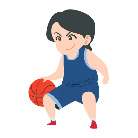 Menino jogando basquete  Ilustração