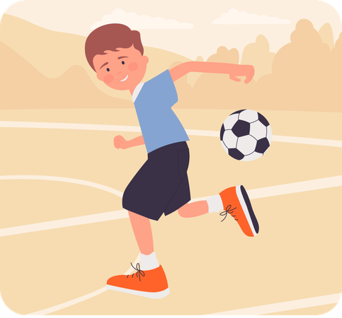 Menino jogando futebol  Ilustração