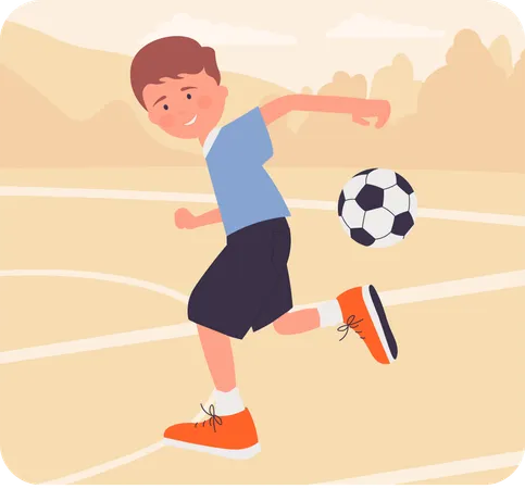 Menino jogando futebol  Ilustração