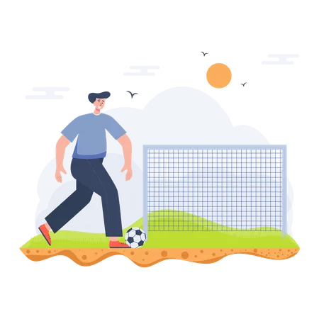 Garoto jogando futebol  Ilustração