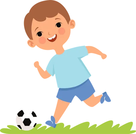 Menino jogando futebol  Ilustração