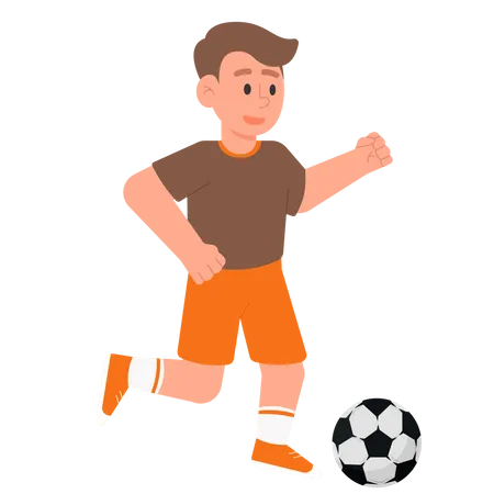 Menino jogando futebol  Ilustração