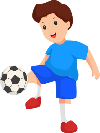 Menino jogando futebol  Ilustração