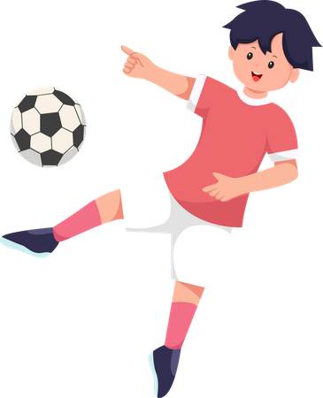 Menino jogando futebol  Ilustração