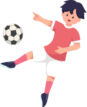 Menino jogando futebol  Ilustração