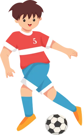 Menino jogando futebol  Ilustração