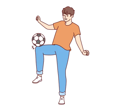 Menino jogando futebol  Ilustração