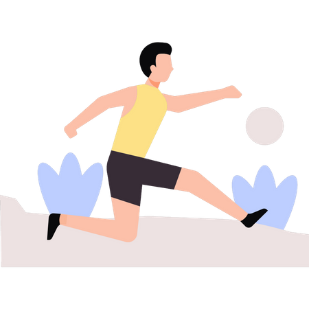 Menino jogando futebol  Ilustração
