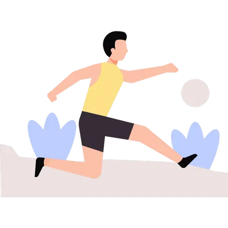 Menino jogando futebol  Ilustração