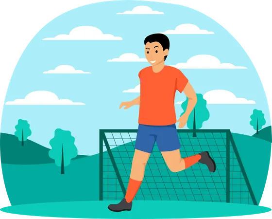 Menino jogando futebol  Ilustração