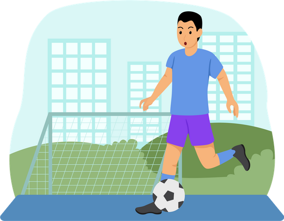 Menino jogando futebol  Ilustração