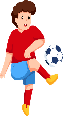 Menino jogando futebol  Ilustração