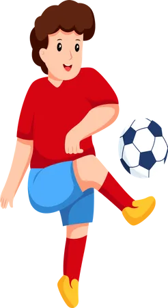 Menino jogando futebol  Ilustração