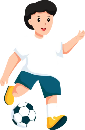 Menino jogando futebol  Ilustração