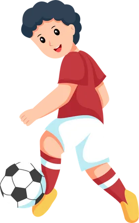 Menino jogando futebol  Ilustração