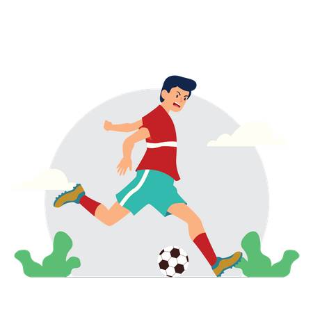 Menino jogando futebol  Ilustração