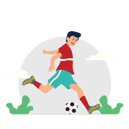 Menino jogando futebol  Ilustração