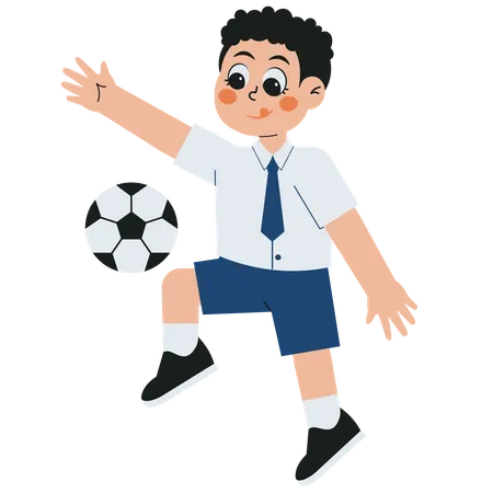 Menino jogando futebol  Ilustração