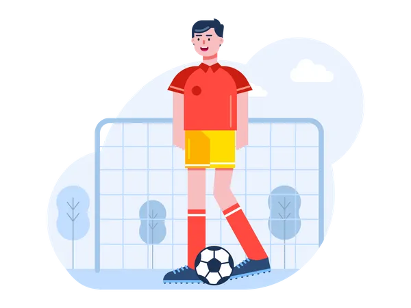 Menino jogando futebol  Ilustração