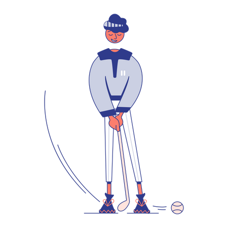 Menino jogando golfe  Ilustração