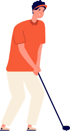 Menino jogando golfe  Ilustração