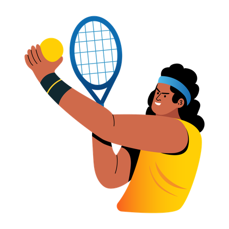Menino jogando tênis longo  Ilustração
