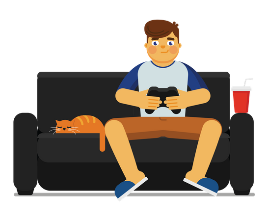 Menino jogando videogame  Ilustração