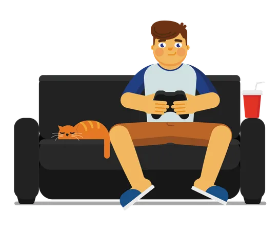 Menino jogando videogame  Ilustração