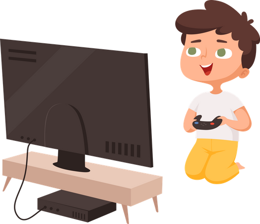 Menino jogando videogame  Ilustração