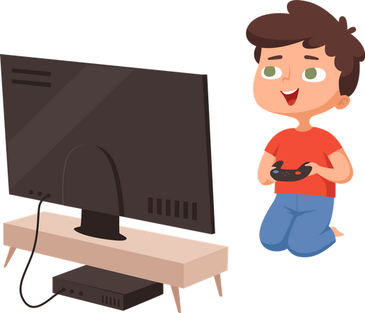 Menino jogando videogame  Ilustração