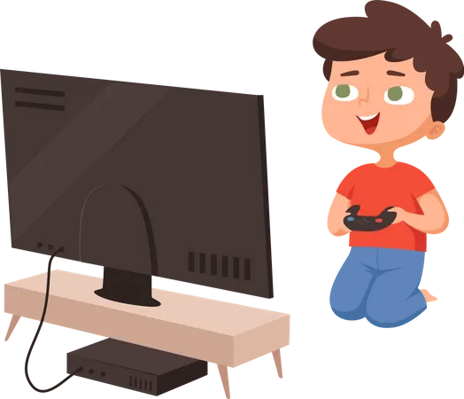 Menino jogando videogame  Ilustração