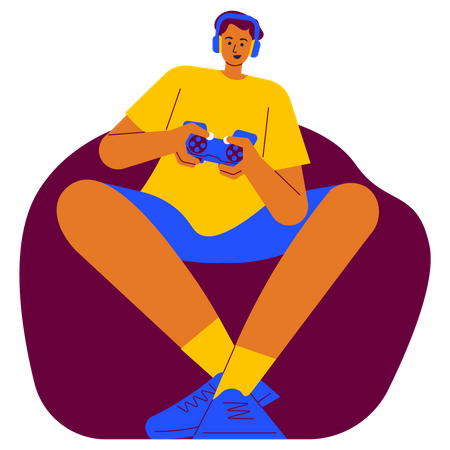 Menino jogando videogame  Ilustração