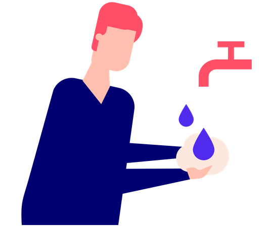 Menino lavando a mão  Ilustração