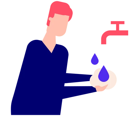 Menino lavando a mão  Ilustração