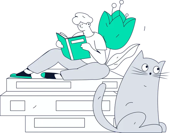 Livro de leitura de menino  Ilustração