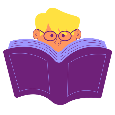 Menino lendo um livro grande  Ilustração