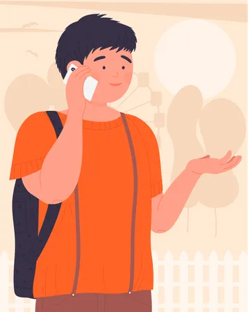 Menino ligando no telefone  Ilustração