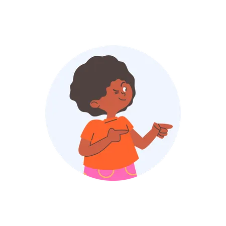Mãos de menino apontando os dedos indicadores para o lado direito enquanto brincam mostrando e piscando  Ilustração