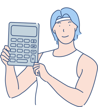 Menino mostrando calculadora  Ilustração