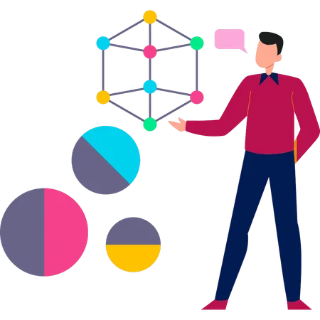 Menino mostrando formato hexagonal  Ilustração