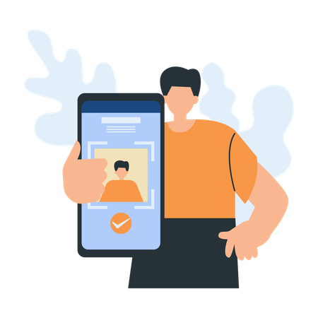 Menino mostrando identidade digital  Ilustração